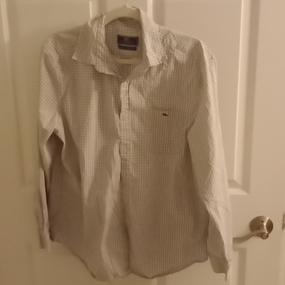 Vineyard Vines Light Gray Plaid Button Down Shirt